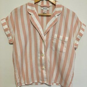 Madewell pink and white striped blouse